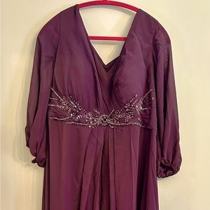 JJ’s House Formal full length gown with beading in Plum. Size 20.